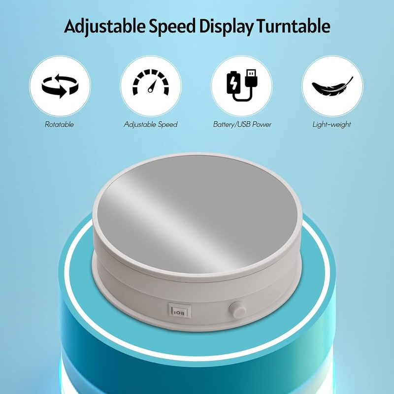 Andoer 6-inch Mirror Display Turntable Stand Motorized 360° Rotating 17-30S/R