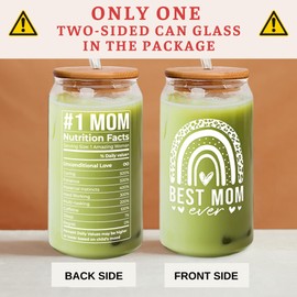 Mocosweeties Gifts for Mom from Daughter Son - Birthday, Mothers Day, Christmas Mom Gifts for Wife, Her - Gift Ideas for Mama, Mother - Gift for New Moms, Mothers - 16 Oz 2-sided Can Glass