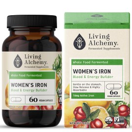Iron Supplements for Women - Koji Whole Food Fermented Women's Iron with Nori, Lemon Peel, & Acerola Cherry - Gentle On Stomach Blood & Energy Supplement - Vegan, Non-GMO - Living Alchemy, 60 Pcs