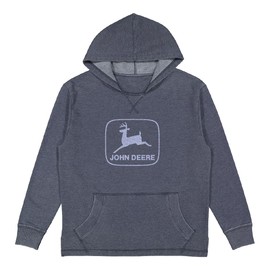 John Deere Mens Ultra Soft Vintage Wash Logo Hoodie in Heathered Navy (US, Alpha, Medium, Regular, Regular, Heathered Navy)