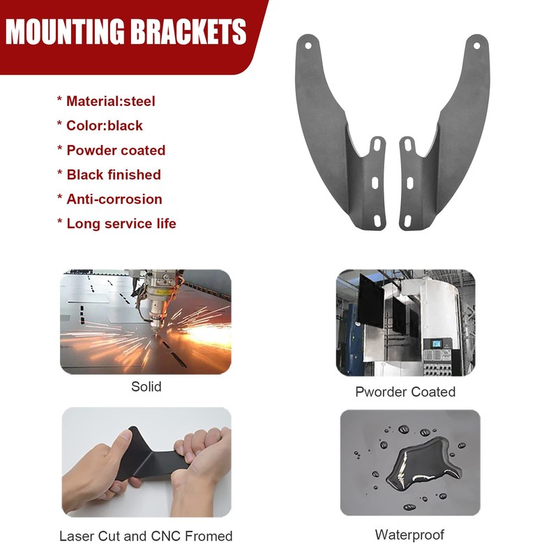 52 Inch Curved Light Bar Upper Roof Windshield Mounting Brackets