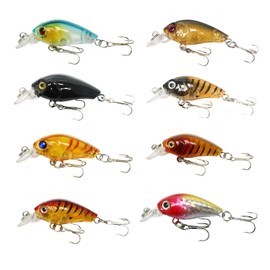 Fishing Lure Set, 12Pcs Fishing Bait Pike Lures 3D Fishings Lure Vivid Floating Hard Baits with Treble Hooks for Angling Enthusiast, Fishings Lures for Sea Lake Pike Perch Trout