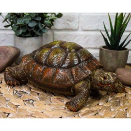 Auspicious Fortune Charm Lifelike Green Brown Turtle Tortoise Small Figurine