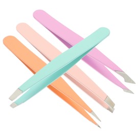 Ipetboom 4pcs Stainless Steel Eyebrow Tweezers Precision Tip Pointed and Flat for Hair Removal Durable Beauty Tools for Eyebrow Trimming and Facial Hair Grooming Random Color