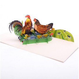 3D Pop Up Cockerel/Chicken Card | Chicken Greetings Card | Handmade Chickens Card | Get Well/Thank you Blank Card | Congratulations Card | Country Birthday Card