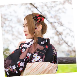 Vaguelly Cherry Blossom Tassel Headband Hairpin Clip Fashion Hair Accessory Girls Bow Hair Clip