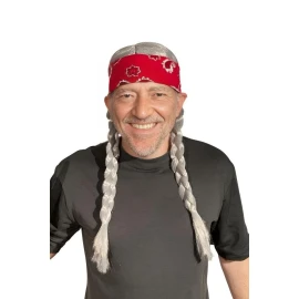 HandinHandCreations Willie Braided Long Wig with Red Bandana - Country Star C...