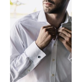 BREIL - Men's Cufflinks Code Collection TJ3058 - Men's Jewellery - Steel Cufflinks for Men with Two Black Stones - 1.4 cm, Stainless Steel, Onyx