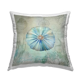 Stupell Industries Vintage Nautical Sea Urchin Design by Andrea Haase Outdoor Printed Throw Pillow, 18 x 7 x 18, Blue