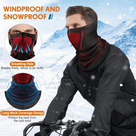 ENONEO Tube Scarf Mouth Guard Men Women Motorcycle Balaclava Bicycle Scarf Men Neck Warmer Sports Running Mask Jogging Winter Warm Bandana Windproof Ski Mask Running Neckerchief Cycling, red
