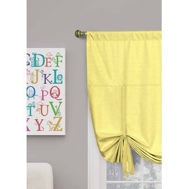 ECLIPSE Blackout Curtains for Kitchen - Kendall 42" x 63" Short Single Panel Tie Up Shades for Small Window, Lemon