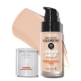 REVLON Revlon Liquid Foundation, ColorStay Face Makeup for Combination & Oily Skin, SPF 15, Medium-Full Coverage with Matte Finish, 110 Ivory, 1 Fl Oz