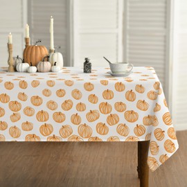 Horaldaily - Mantel de otoño de 60 x 120 pulgadas, rectangular, calabaza, cosecha de otoño, naranja, lavable, para fiesta, picnic, cena, decoración