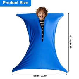 Sensory Body Sock, 47" x 27" Full-Body Wrap Stretchy Body Sox, Suitable For ADHD Kids Autism Stress Anxiety Relieve, Self-Claming, Relaxing Blue (M: Height 114-137cm)