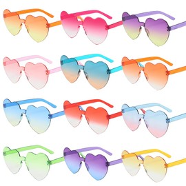Pack of 12 Heart Sunglasses, Party Glasses, Heart Glasses, Heart-Shaped Sunglasses, Children and Adults for Party Accessories, Photo Props, Birthday, Carnival