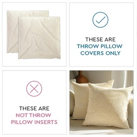 Encasa Chenille Cushion Covers Set of 2 | Sand - (16"x16") (40x40 cm) | Decorative Accent Square Throw Pillow Cases For Couch, Home Decor, Sofa