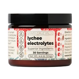 NourishLife- Santa Cruz Paleo Real Sal Electrolitos en Polvo, Lichis, Hecho con Sal Rosa del Himalaya, Sal Marina, Mag