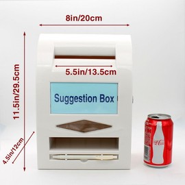Suggestion box and lock wall hanging, mailbox, donation box, delivery box and small office letter box, customer center, school, hospital, hotel, small, silver (white)