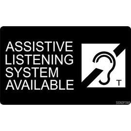 "ASSISTIVE Listening System Available" Acrylic Sign 6"x10" (Black)