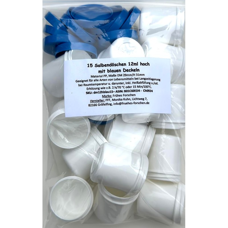 15 ointment containers, cream jars, high ointment jars, 12 ml