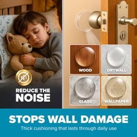 Clear Wall Protector Door Stoppers – 2 Inch Self-Adhesive Silicone Door Knob Bumpers for Wall Protection, 14 Pack
