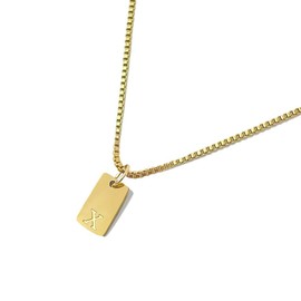Ajo! Necklace with letters on plate 18 carat gold-plated - waterproof and skin-friendly chain for women with A-Z pendant I initials letter chain, Gold