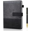 Mousbull A5 Leather Notebook with Pen, 256 Pages Hardcover Journal