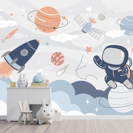 YQWDMX -Nursery Cartoon Space Planet boy Children's Room Wallpaper XT12 S 100" x 65"