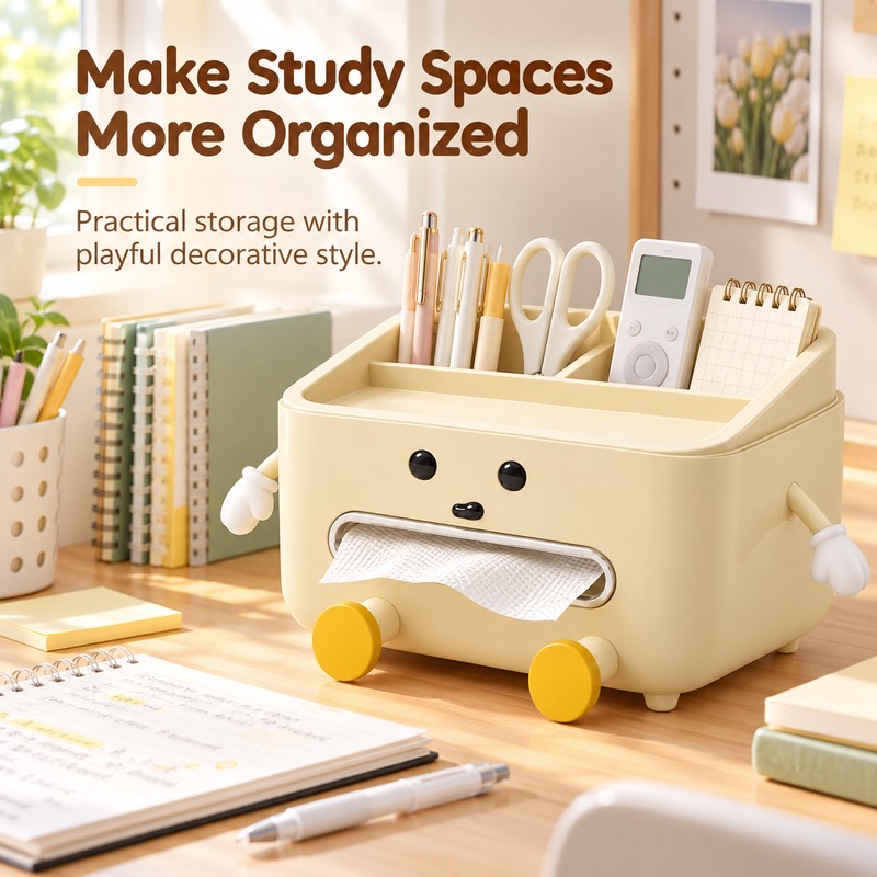 Multifunctional Desktop Organizer for Office and Home – Cute Beige