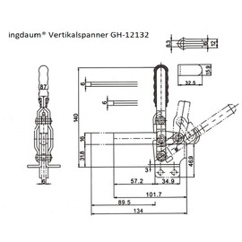 INGDAUM® GH-12132 Vertical Tensioner, Adjustable Toggle Lever Tensioner, Quick Release, Toggle Clamp for Jig Building, Assembly, Mechanical Engineering, Wood Technology (1, GH-12132 (227 kg))