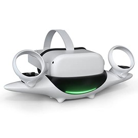 Oculus Quest 2 Charging Dock, Keenstone Charging Station for VR Headset and Touch Controllers, 2.5H Fast Charging, 2 Rechargeable Batteries, Magnetic Charging, USB-C Charger and Cable