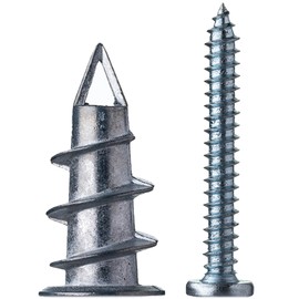 Plasterboard Fixings, Metal Self Drilling Plasterboard Screws Raw Plugs Cavity Wall, Driva Plasterboard Wall Plugs, Heavy Duty Drywall Anchors (10)