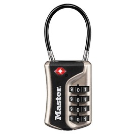 Master Lock 4697EURDNKL Combination Travel Padlock TSA Certified, Nickel, 9,3 x 3,6 x 1,5 cm