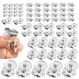 Sewing Snaps 67 Sets of Silver Copper Snap Button Sew-on Snap Metal Fasteners Press Studs Buttons for Sewing Clothing 5 Sizes: 8mm, 10mm, 15mm, 19mm, 25mm