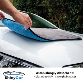 ShinyCar® UK: Professional XL 1000GSM Microfibre Car Drying Towel, 75x55cm, Ultra Deep Soft Plush Pile, Super Absorbent, Extra Large Cleaning Product, Detailing Accessory, Safer Than A Chamois Cloth