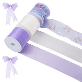 Craftdady 3 Roll Flat Organza Ribbons Sheer Chiffon Ribbon Clear Gift Ribbon Flower Polyester Costume Cloth Ribbon 1-5/8" 1-1/2 inch Gift Wrapping Ribbon for Craft Wedding Bowknot Decor