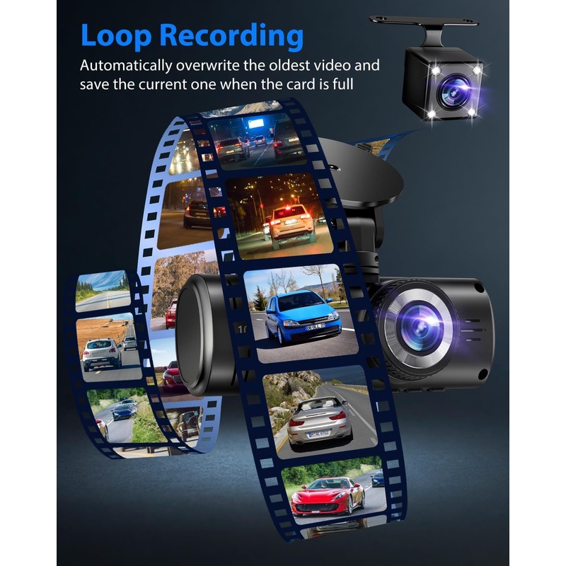 Dash Cam Front and Rear, 1080P Dash Camera for Cars,