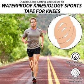 16 PCS Kinesiology Tape Pre Cut Kinetic Tape Knee Latex-Free and Durable Breathable and Comfortable Waterproof and Elastic for Running Cycling Basketball Health Personal Care