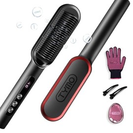 TYMO Ring Plus Cepillo Alisador de Cabello Iónico - Peine Alisador con Iones Negativos para Mujeres, Revestimiento de Titanio, 9 Configuraciones de Te