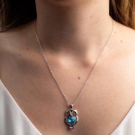 Mayfer | Collar para mujer con dije colgante de búho decorado con cristales austriacos - Color Azul