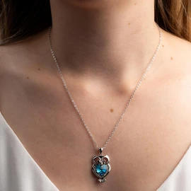 Mayfer | Collar para mujer con dije colgante de búho decorado con cristales austriacos - Color Azul