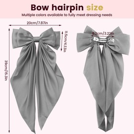 4 Pcs Large Satin Ribbon Hair Bows for Women, Long-Tail Coquette Bow Hair Clips, Oversized Cute Silk Bow Barrettes Hair Accessories Girls Teens (Style A)