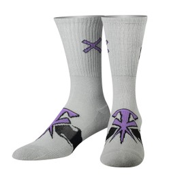 Odd Sox, WWE Wrestling Novelty Crew Socks for Men, Large, Various Ringer, gray