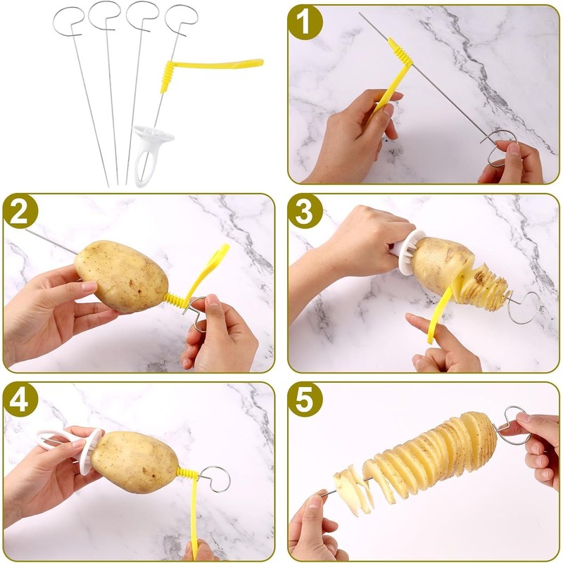 2 Sets Spiral Potato Slicer Set- Handheld Manual Spiralizer for