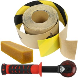 Black Diamond Self Adhesive Grip Tape - Anti Slip Traction Tape - Non Skid Tape - Anti Slip Tape Grippy Strips for Stairs, Ramps, Boat Grip 4" x 30' Caution with Cleaning Stick and Application Tool