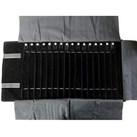 treachi Portable Jewelry Roll Necklace Travel Storage Displays Holder 16 Chain Black Elastic