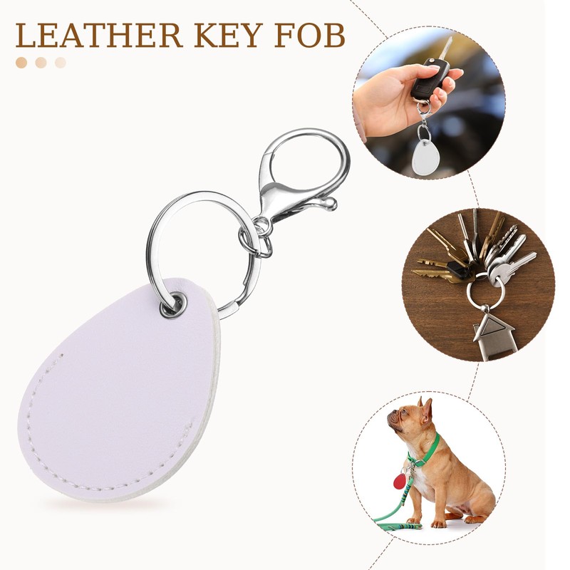 sourcing map 4pcs Leather Key Fob, PU Leather Car Keychain