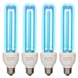 BAIMNOCM UV Light Bulb Ozone Free, UVC Lamp 25 Watt, 254nm Weavelength UV-C lamp E26 Base 4 Count