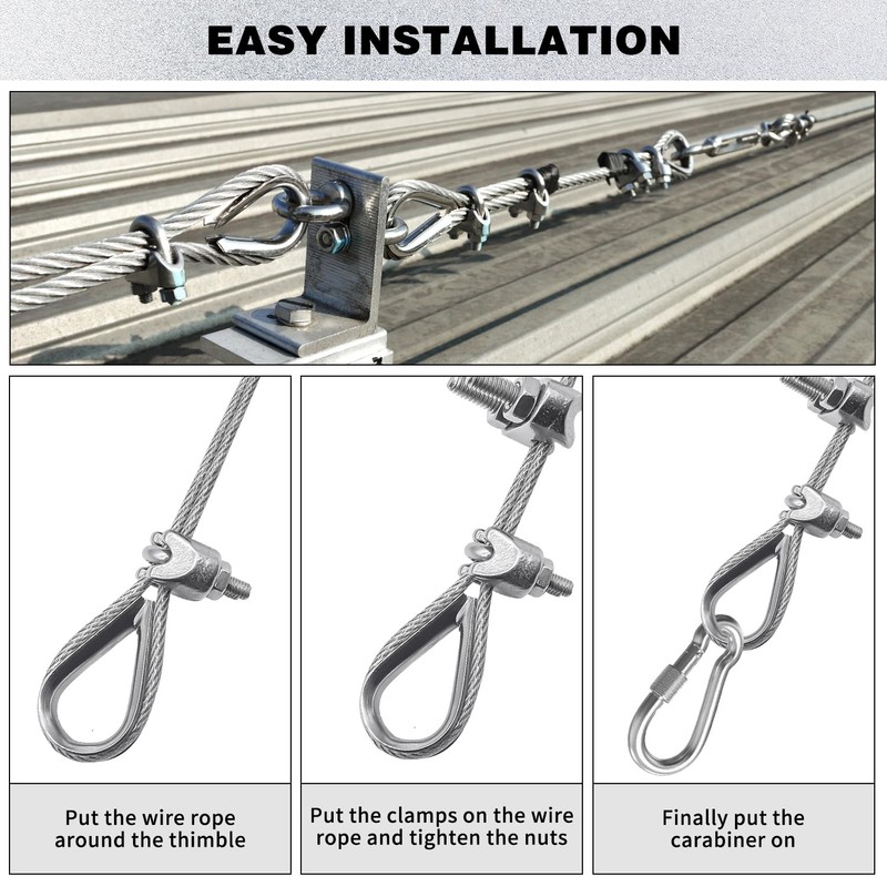 LAKNUAL 3/8" Stainless Steel Wire Rope, 304 Stainless Steel Cable