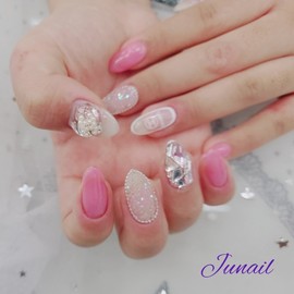 ❣️ Pink Pixie Handmade Nail Tips ✨ - Long Round / ❣️ 핑크픽시 수제네일팁 ✨ - 롱라운드